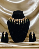 Ishira Polki Green Drop Necklace Set