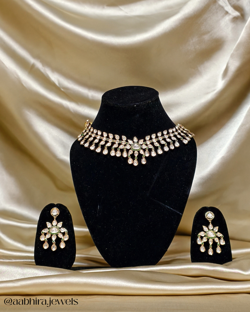 Meera Luxe Polki Choker Set - Green