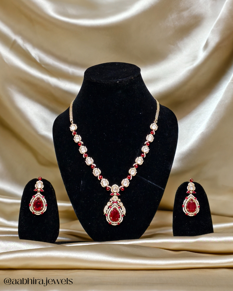 Zarina Ruby red Polki Set