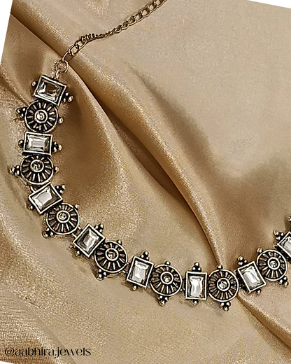 Amrika Oxidised Set - White
