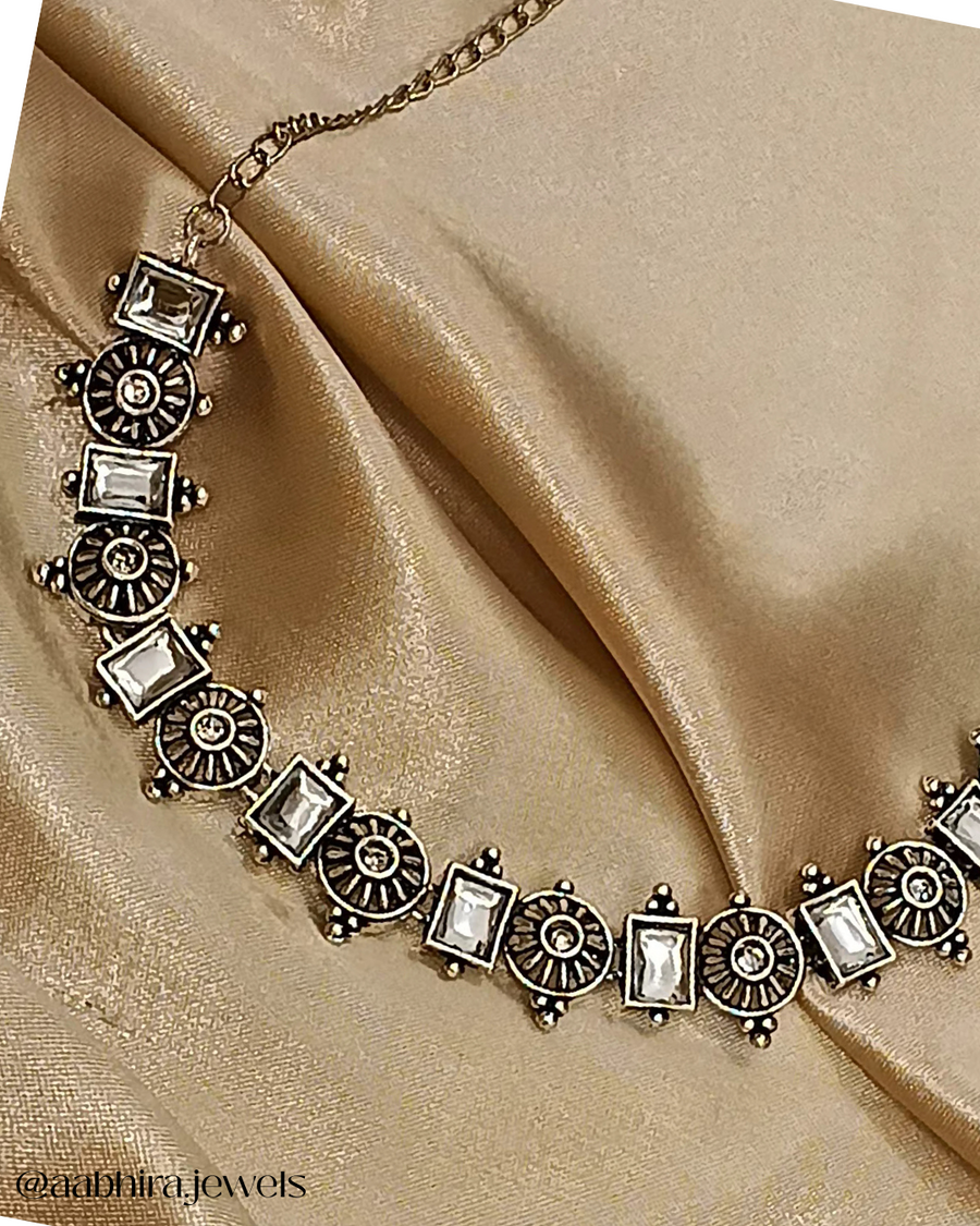 Amrika Oxidised Set - White