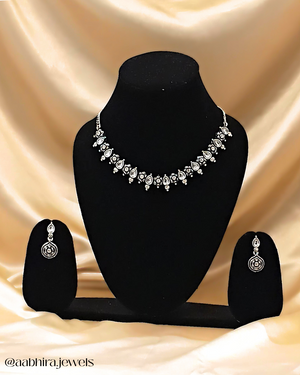 Ranjini Oxidised Set - white stone