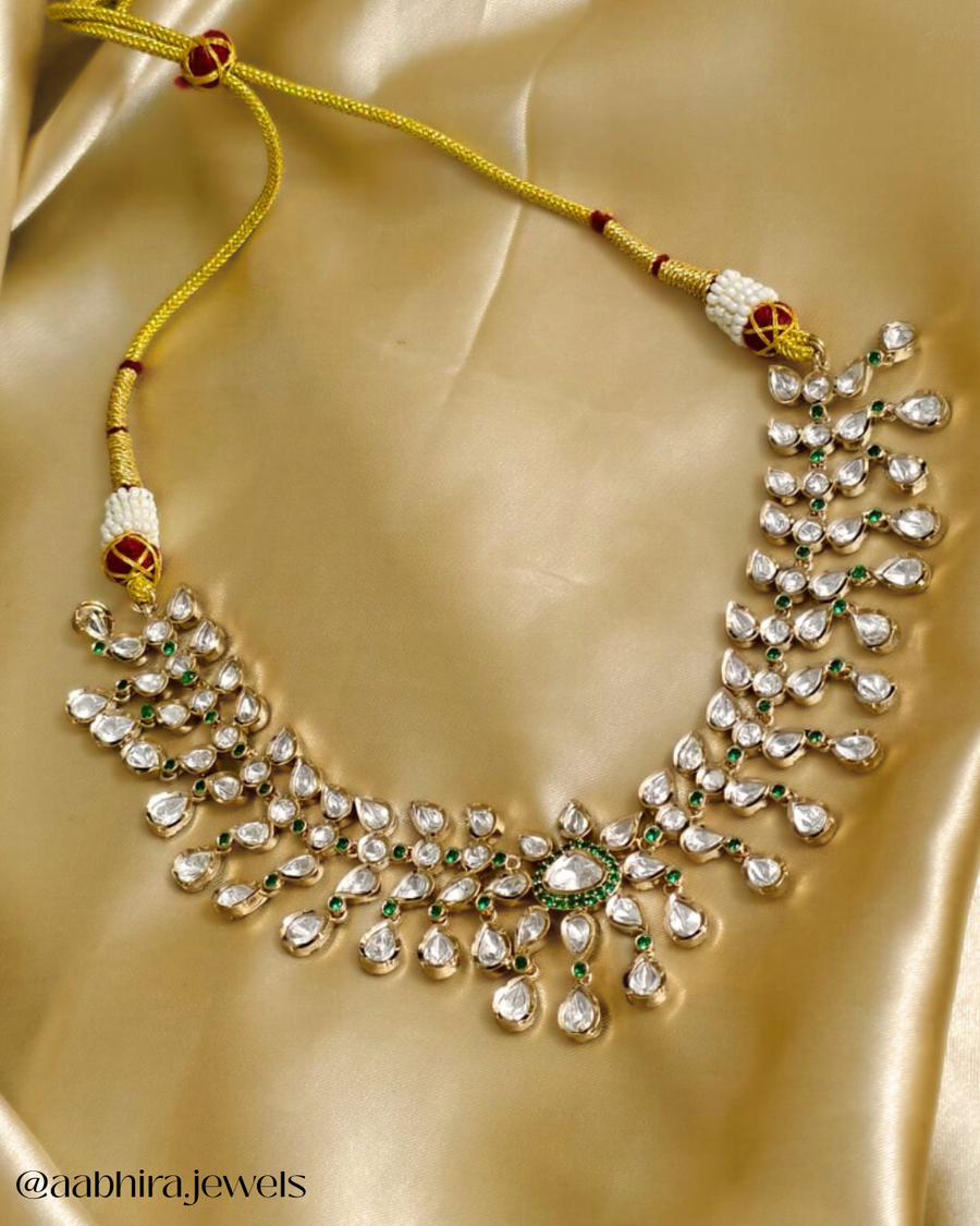 Meera Luxe Polki Choker Set - Green