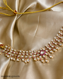 Meera Luxe Polki Choker Set - Ruby pink