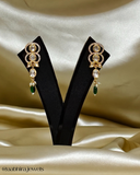 Ishira Polki Green Drop Necklace Set