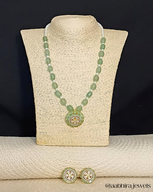 Mint Green Gemstone Pendant Set