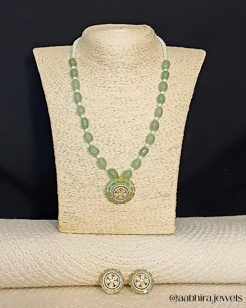 Mint Green Gemstone Pendant Set