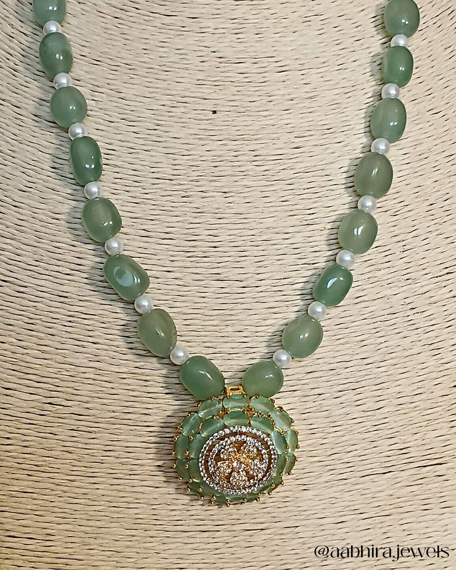 Mint Green Gemstone Pendant Set