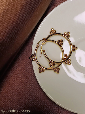 Gold Hoop Earrings with Dot Detailing