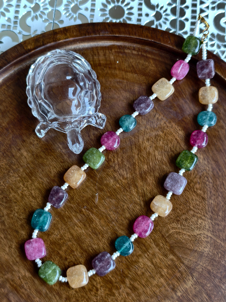 Muticolor Agate stone necklace