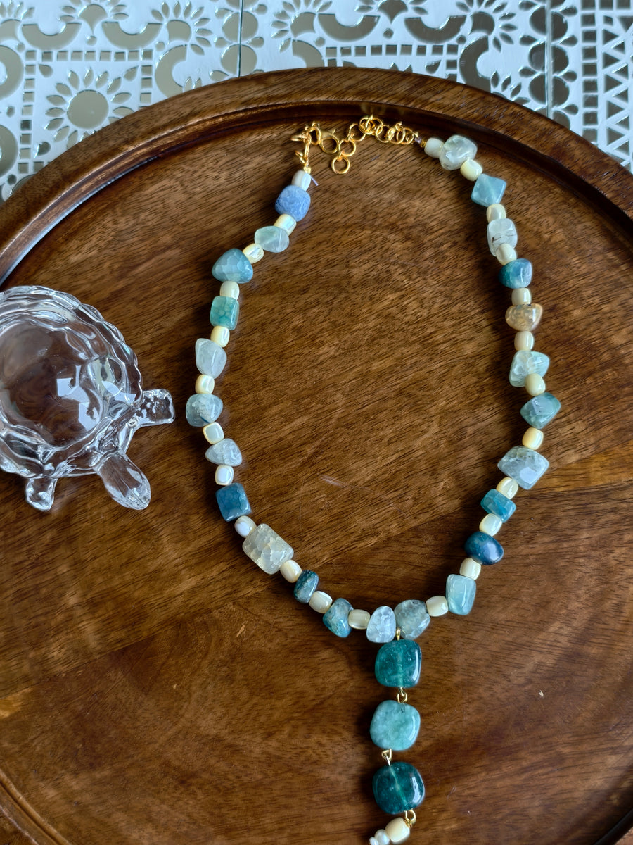 pastel blue agate stone Neclace