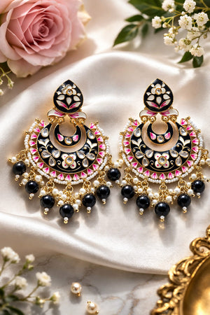 Enamel Chandbali Earrings