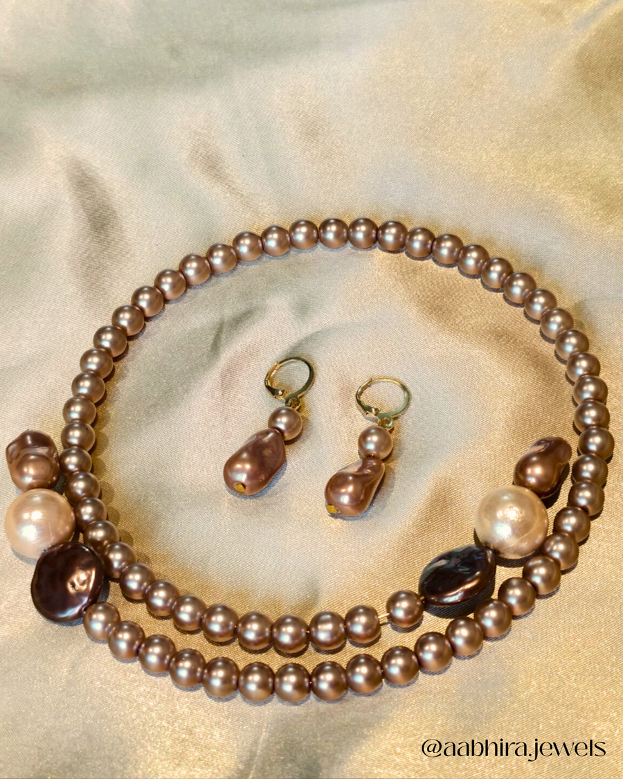 Mocha Élégante Pearl Choker Set