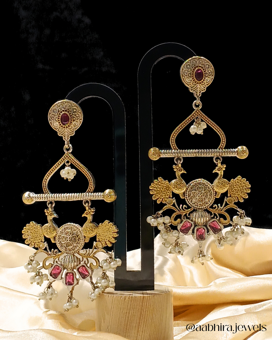 The Mayuri  Dangler Earrings - Ruby